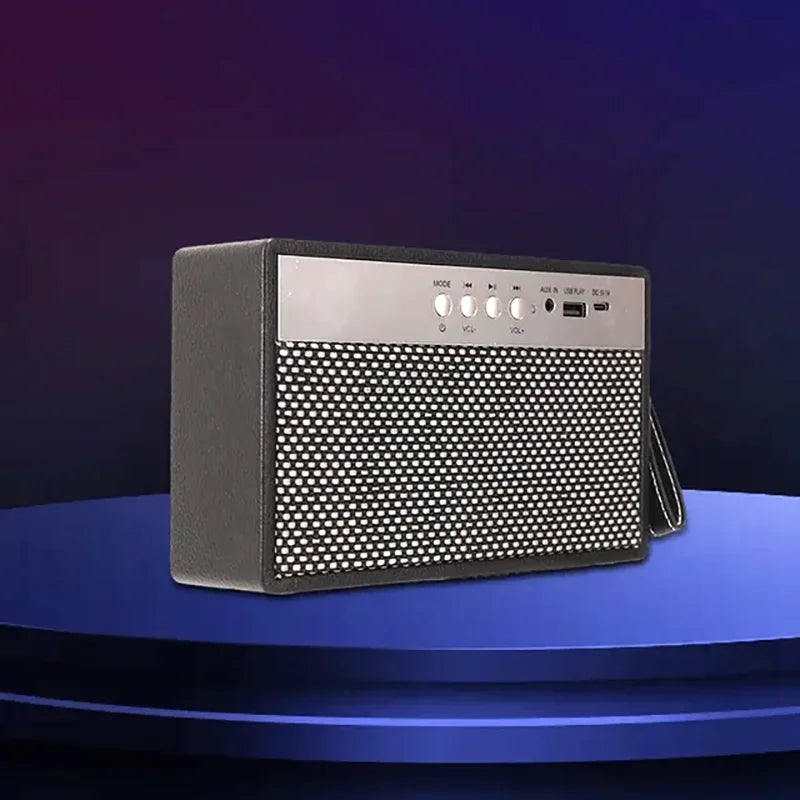 NNEOBA Portable Bluetooth Speaker with Retro Lychee Pattern (Black)