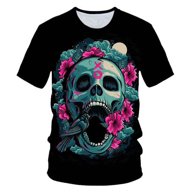 Funny Skull Motorbike 3D T Shirt Summer Hipster Short Sleeve Tee Tops Men/Women Print T-Shirts Casual Homme Short Sleeve Top-9