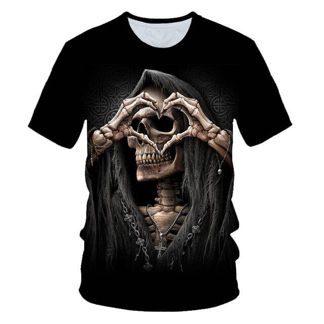 Funny Skull Motorbike 3D T Shirt Summer Hipster Short Sleeve Tee Tops Men/Women Print T-Shirts Casual Homme Short Sleeve Top-3