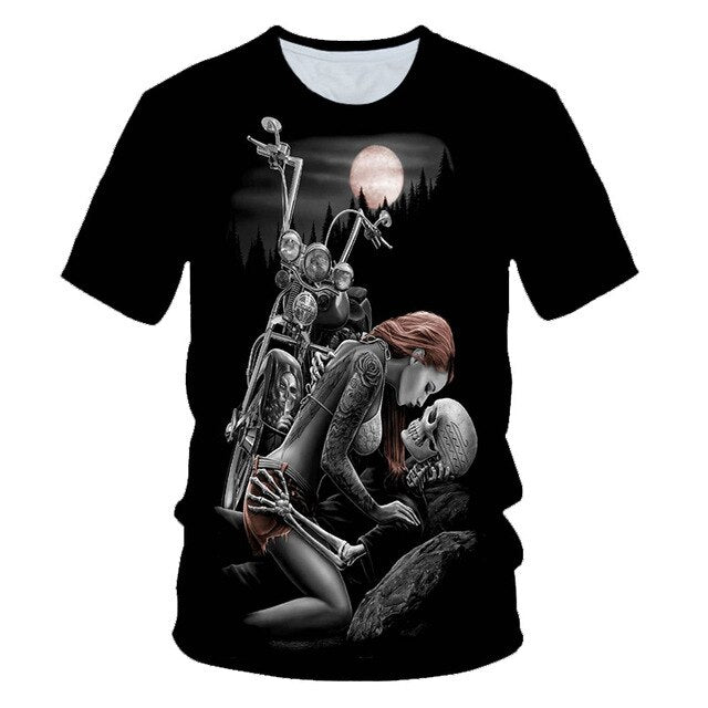 Funny Skull Motorbike 3D T Shirt Summer Hipster Short Sleeve Tee Tops Men/Women Print T-Shirts Casual Homme Short Sleeve Top-8