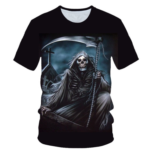 Funny Skull Motorbike 3D T Shirt Summer Hipster Short Sleeve Tee Tops Men/Women Print T-Shirts Casual Homme Short Sleeve Top-5